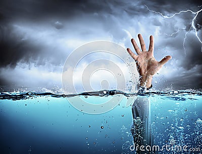 Help Concept - Drowning And Failure Stock Photo